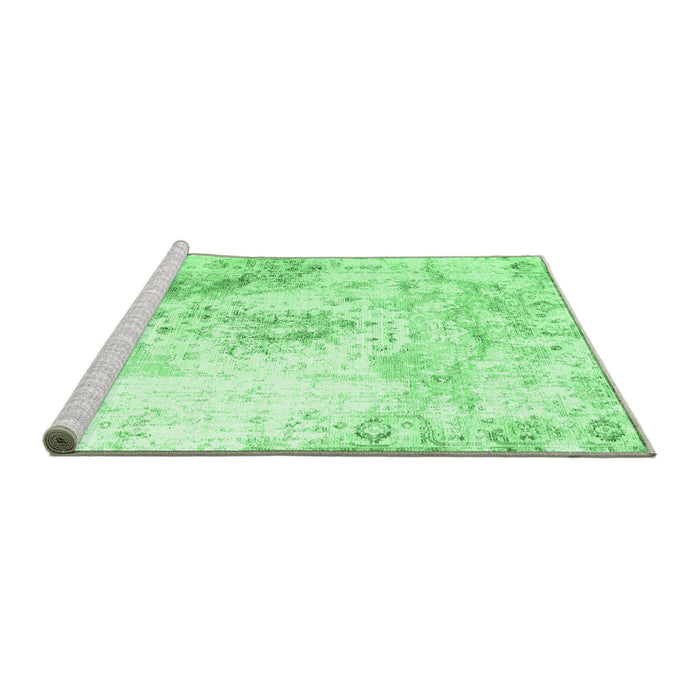 Sideview of Machine Washable Abstract Emerald Green Contemporary Area Rugs, wshcon782emgrn