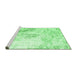 Sideview of Machine Washable Abstract Emerald Green Contemporary Area Rugs, wshcon782emgrn