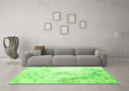 Machine Washable Abstract Green Contemporary Area Rugs in a Living Room,, wshcon782grn