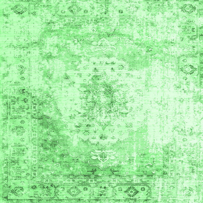 Square Machine Washable Abstract Emerald Green Contemporary Area Rugs, wshcon782emgrn