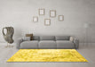 Machine Washable Abstract Yellow Contemporary Rug in a Living Room, wshcon782yw