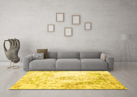 Machine Washable Abstract Yellow Contemporary Rug, wshcon782yw