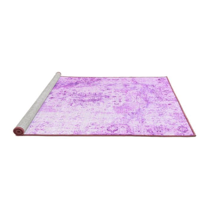 Sideview of Machine Washable Abstract Purple Contemporary Area Rugs, wshcon782pur