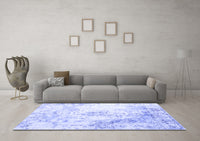 Machine Washable Abstract Blue Contemporary Rug, wshcon782blu