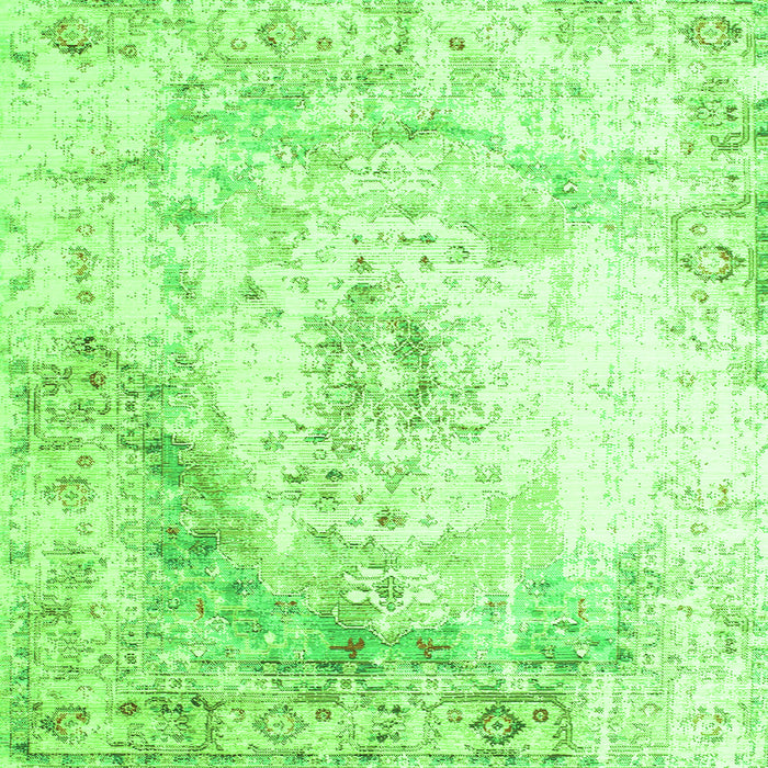 Round Machine Washable Abstract Green Contemporary Area Rugs, wshcon782grn