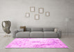 Machine Washable Abstract Pink Contemporary Rug in a Living Room, wshcon782pnk