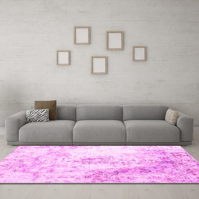 Machine Washable Abstract Pink Contemporary Rug in a Living Room, wshcon782pnk