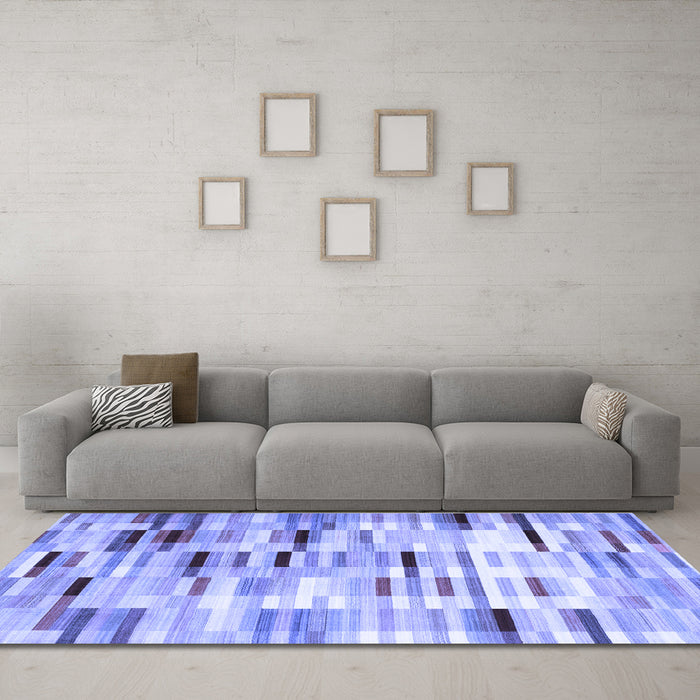 Machine Washable Abstract Blue Contemporary Rug in a Living Room, wshcon783blu