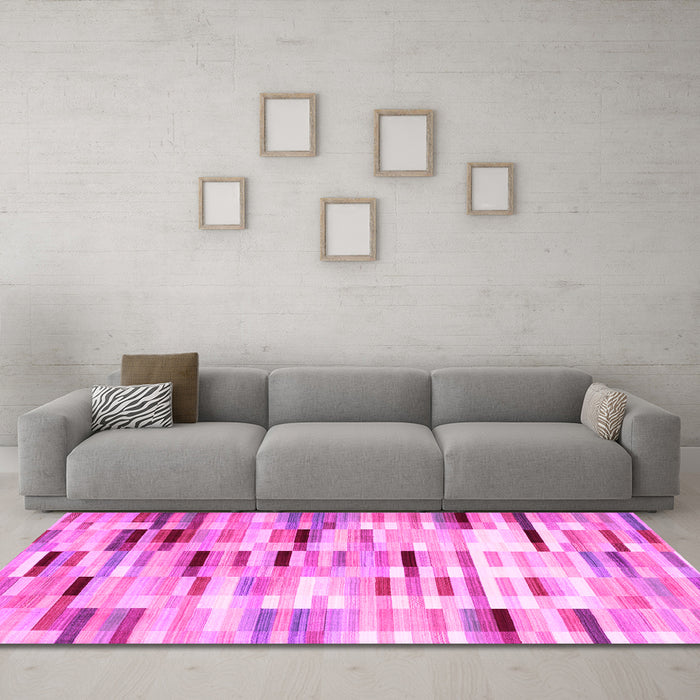 Machine Washable Abstract Pink Contemporary Rug in a Living Room, wshcon783pnk
