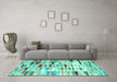 Machine Washable Abstract Turquoise Contemporary Area Rugs in a Living Room,, wshcon783turq