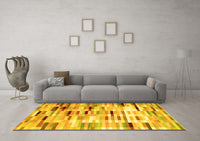 Machine Washable Abstract Yellow Contemporary Rug, wshcon783yw