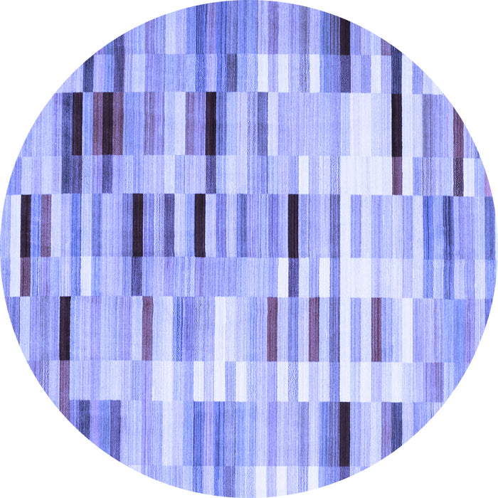 Round Abstract Blue Contemporary Rug, con783blu