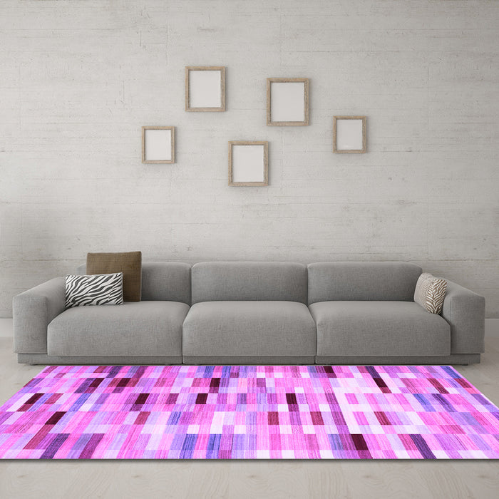 Machine Washable Abstract Purple Contemporary Area Rugs in a Living Room, wshcon783pur
