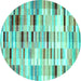 Round Abstract Turquoise Contemporary Rug, con783turq