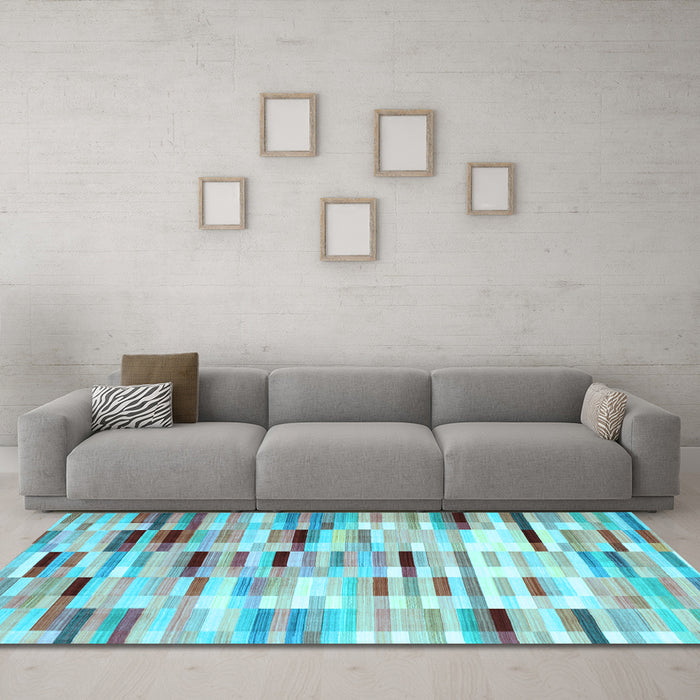 Machine Washable Abstract Light Blue Contemporary Rug in a Living Room, wshcon783lblu