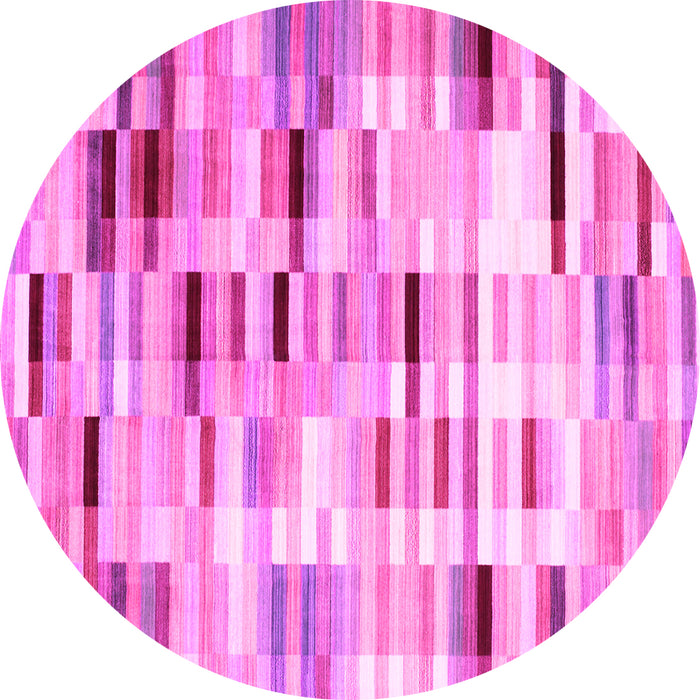 Round Abstract Pink Contemporary Rug, con783pnk