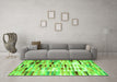 Machine Washable Abstract Green Contemporary Area Rugs in a Living Room,, wshcon783grn