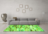 Machine Washable Abstract Green Contemporary Rug, wshcon783grn