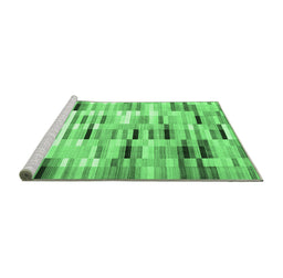 Sideview of Machine Washable Abstract Emerald Green Contemporary Area Rugs, wshcon783emgrn