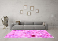 Machine Washable Abstract Pink Contemporary Rug, wshcon784pnk