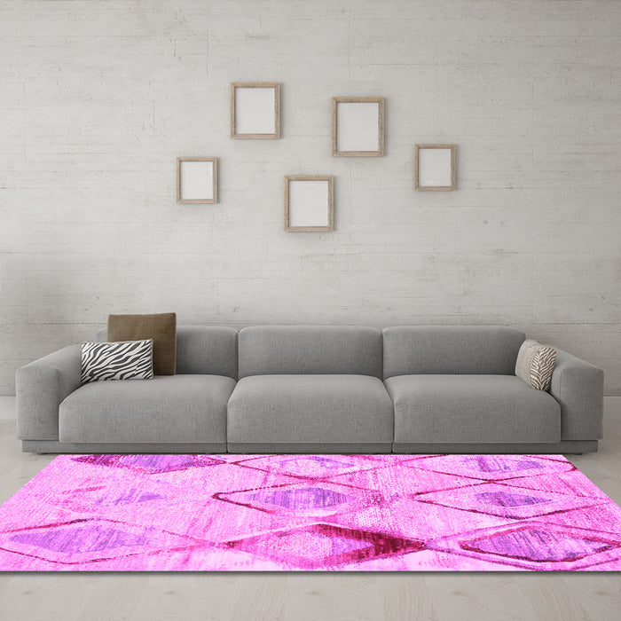 Machine Washable Abstract Pink Contemporary Rug in a Living Room, wshcon784pnk