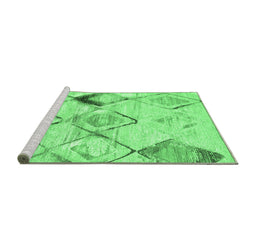 Sideview of Machine Washable Abstract Emerald Green Contemporary Area Rugs, wshcon784emgrn