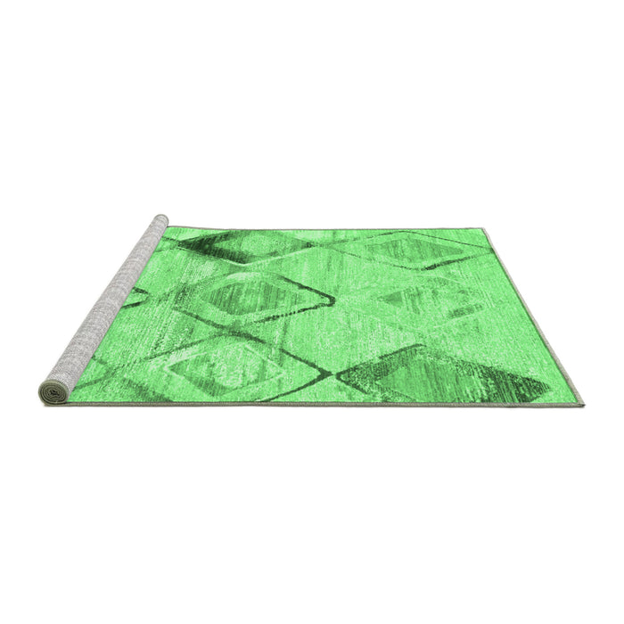 Sideview of Machine Washable Abstract Emerald Green Contemporary Area Rugs, wshcon784emgrn