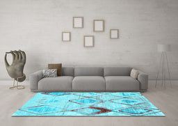 Machine Washable Abstract Light Blue Contemporary Rug in a Living Room, wshcon784lblu