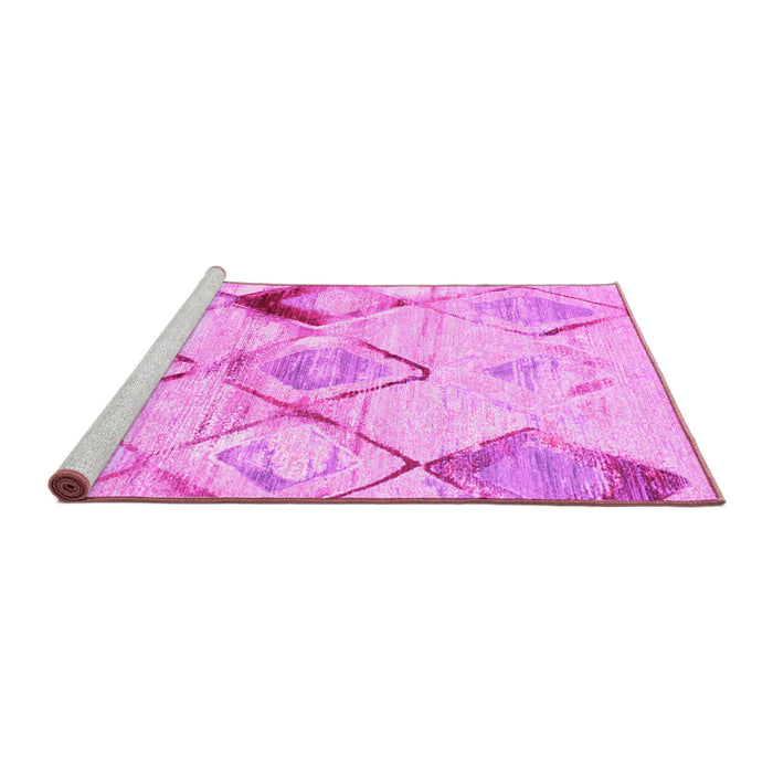 Sideview of Machine Washable Abstract Pink Contemporary Rug, wshcon784pnk