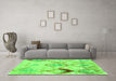 Machine Washable Abstract Green Contemporary Area Rugs in a Living Room,, wshcon784grn