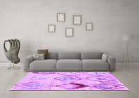 Machine Washable Abstract Purple Contemporary Rug, wshcon784pur