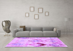 Machine Washable Abstract Purple Contemporary Area Rugs in a Living Room, wshcon784pur