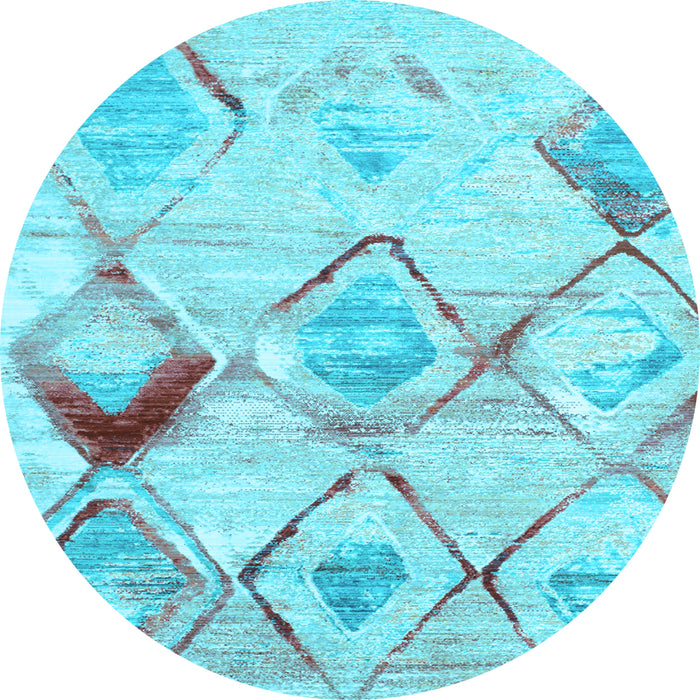 Round Machine Washable Abstract Light Blue Contemporary Rug, wshcon784lblu