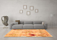 Machine Washable Abstract Orange Contemporary Rug, wshcon784org
