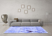 Machine Washable Abstract Blue Contemporary Rug, wshcon784blu