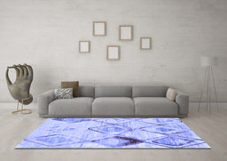 Machine Washable Abstract Blue Contemporary Rug in a Living Room, wshcon784blu