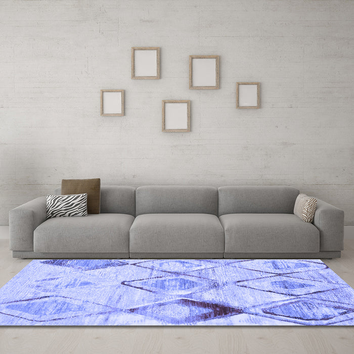 Machine Washable Abstract Blue Contemporary Rug in a Living Room, wshcon784blu