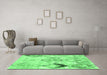 Machine Washable Abstract Emerald Green Contemporary Area Rugs in a Living Room,, wshcon784emgrn