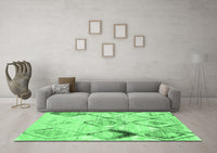 Machine Washable Abstract Emerald Green Contemporary Rug, wshcon784emgrn