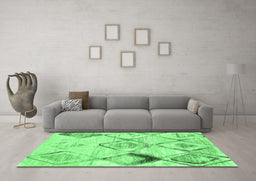 Machine Washable Abstract Emerald Green Contemporary Area Rugs in a Living Room,, wshcon784emgrn