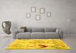 Machine Washable Abstract Yellow Contemporary Rug in a Living Room, wshcon784yw