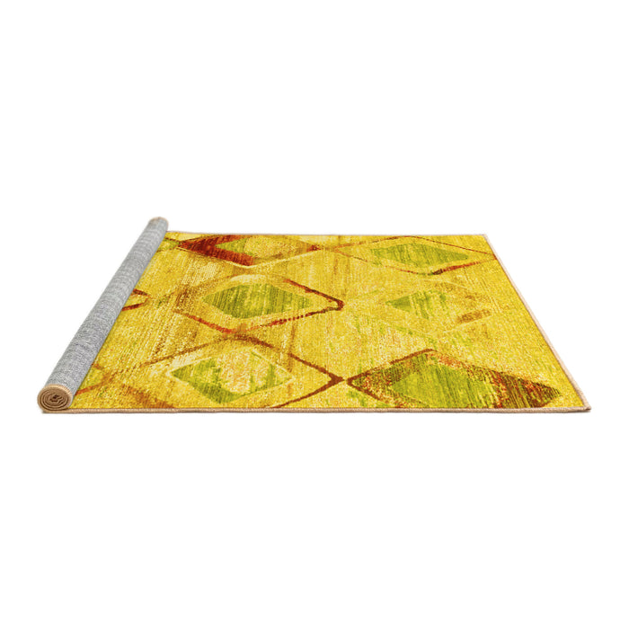 Sideview of Machine Washable Abstract Yellow Contemporary Rug, wshcon784yw