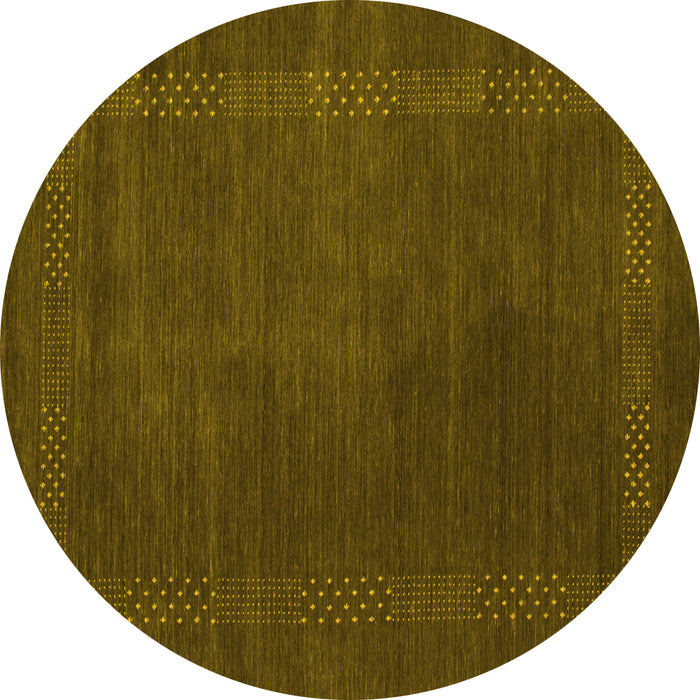 Round Machine Washable Abstract Yellow Contemporary Rug, wshcon785yw