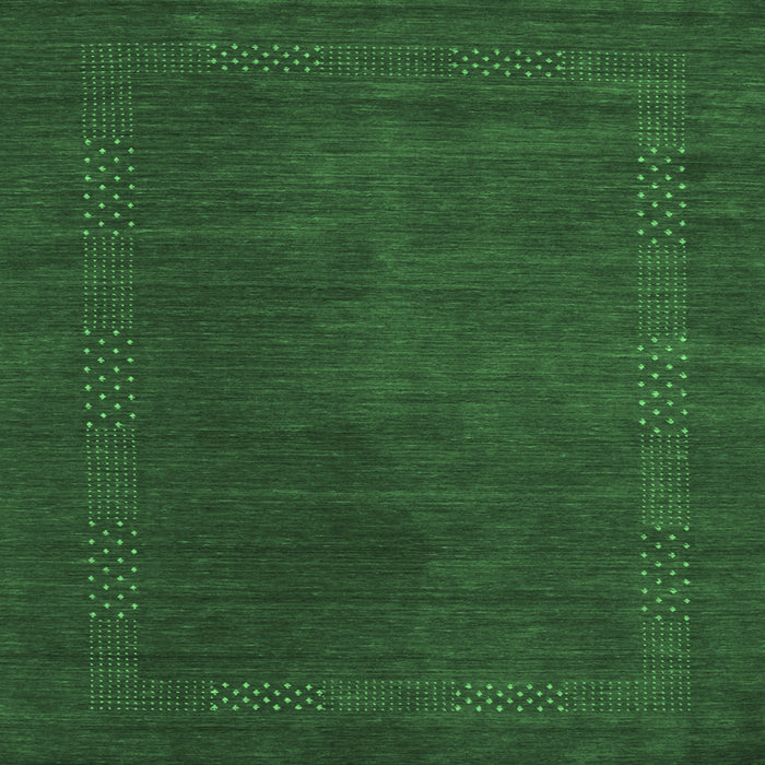 Square Machine Washable Abstract Emerald Green Contemporary Area Rugs, wshcon785emgrn