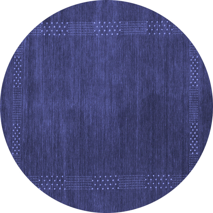 Round Abstract Blue Contemporary Rug, con785blu