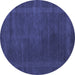 Round Abstract Blue Contemporary Rug, con785blu