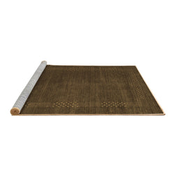 Sideview of Machine Washable Abstract Brown Contemporary Rug, wshcon785brn