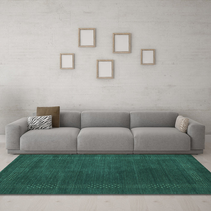 Machine Washable Abstract Turquoise Contemporary Area Rugs in a Living Room,, wshcon785turq