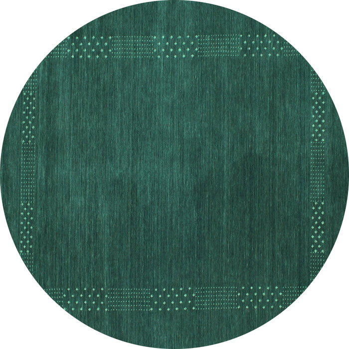 Round Machine Washable Abstract Turquoise Contemporary Area Rugs, wshcon785turq