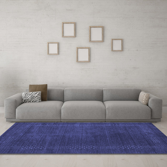 Machine Washable Abstract Blue Contemporary Rug in a Living Room, wshcon785blu